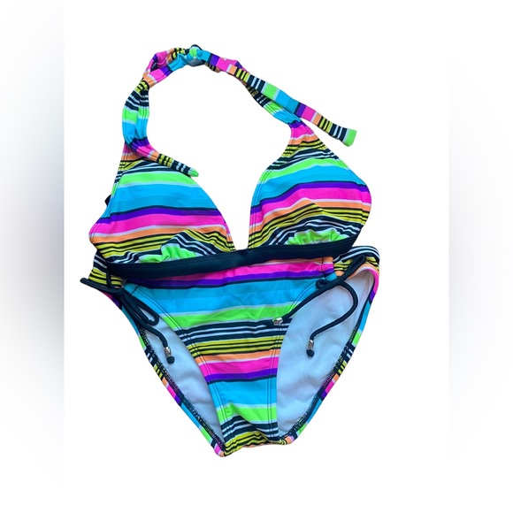 Hobie Other - Hobie Multicolor Striped 2pc Bikini in Blue, Pink, Green, Yellow - Size M